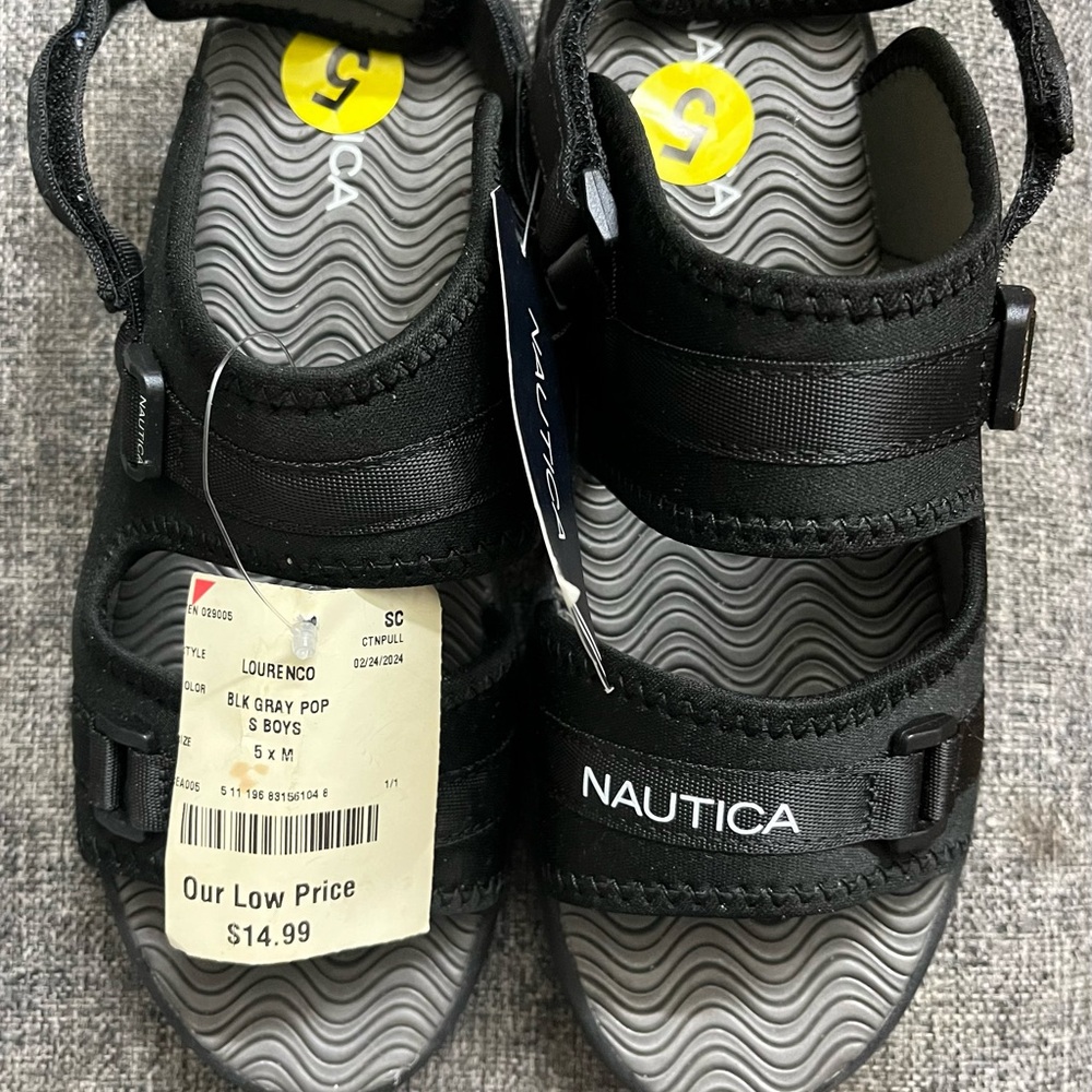 Nautica Black Boys Sandals